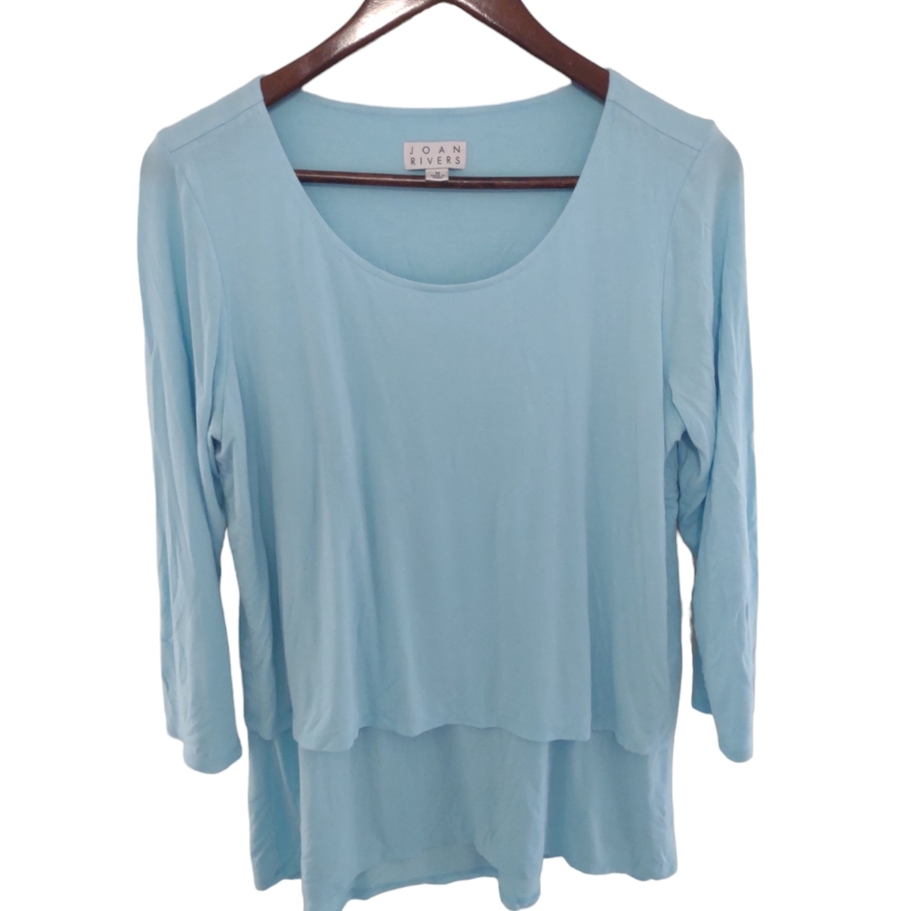Joan Rivers tiered teal blouse Size Medium‎